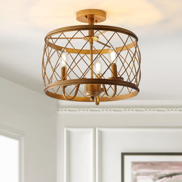 Eleanor 15" Metal LED Semi Flush Mount Ceiling Light - JONATHAN Y